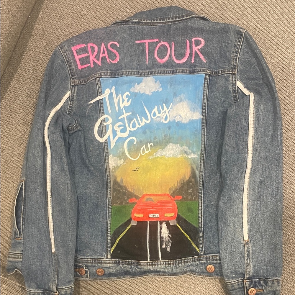 Eras Tour Hand Painted Denim Jacket -  Swiftie Getaway Car Size M